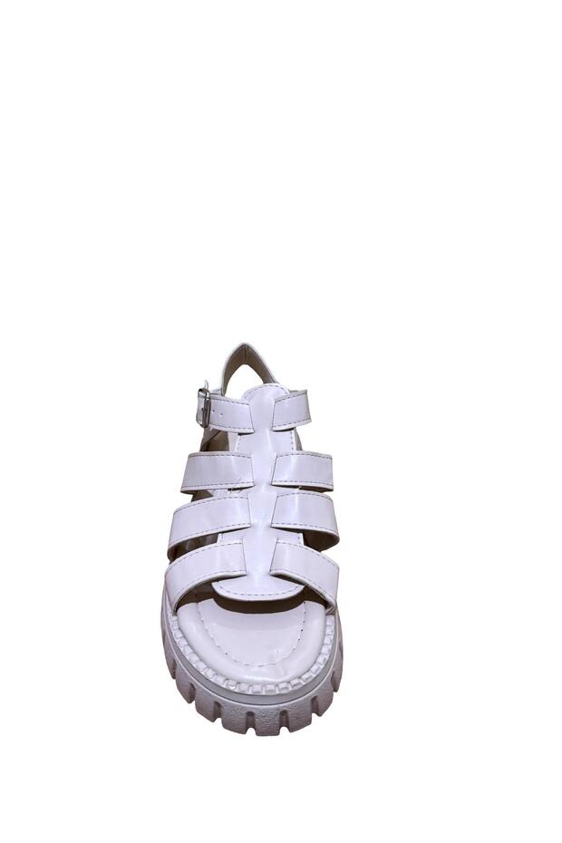 KREM DERİ SANDALET - 4