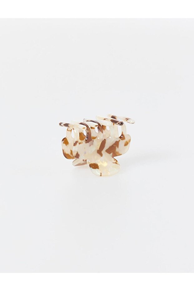 إكسسوارات شعر بنمط الفهد بلون إكرو مع مشبك على شكل فراشة - 1