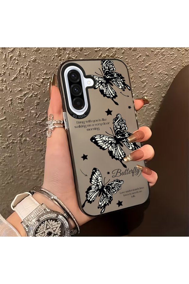 Samsung Galaxy A36-A56 Compatible Butterfly Print Shock Absorbing Dirt Repellent Phone Case Mk01A