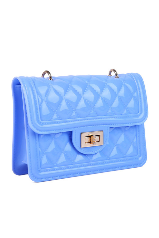 Women Blue Jelly Quilted Sling Bag