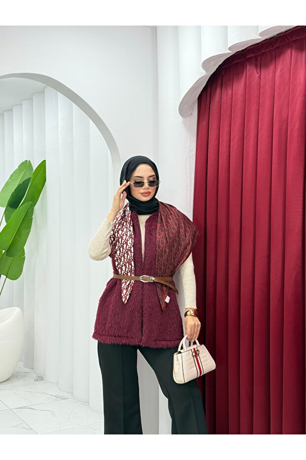 Belted Fishbone Cashmere Vest