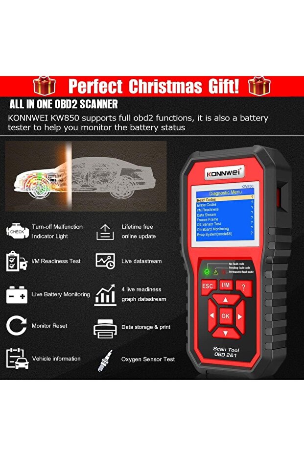 KONNWEI Professional OBD2 Scanner Code Reader OBD II Auto Diagnostic Code Scanner OBD EOBD Check Eng - 2