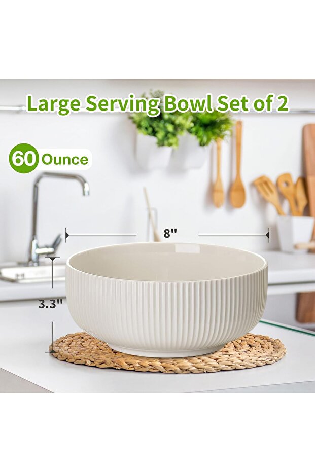 Pyhlhy Salad Bowl 2 Pack, Ceramic Serving Bowl Set