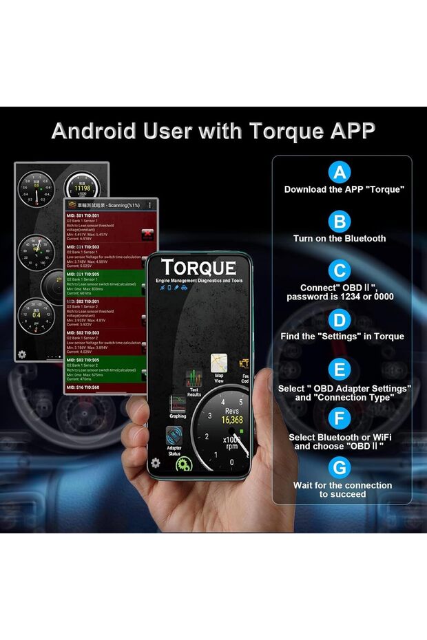 جهاز فحص أعطال السيارات بتقنية البلوتوث، أداة تشخيص أعطال السيارات، قارئ رموز أعطال السيارات OBD2 لاسلكي - 4