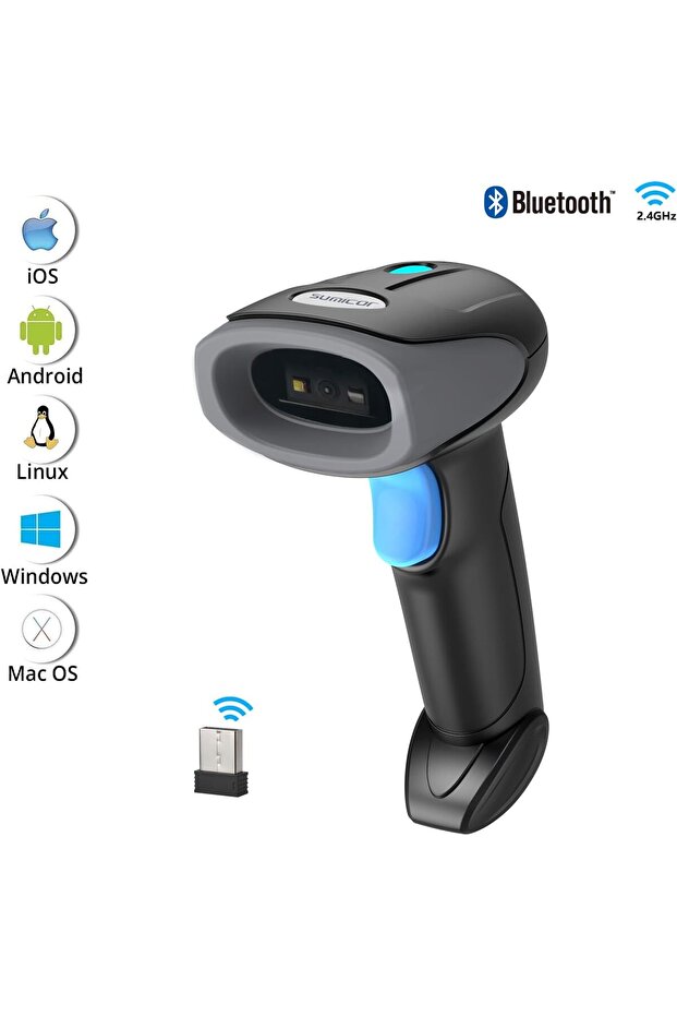 Bluetooth Wireless Barcode Scanner with Stand, Handfrees Automatic Scanning & Manual Trigger Hand Ba - 2
