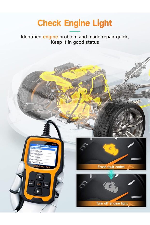 Enhanced OBD2 Scanner Diagnostic Tool, Vehicle Code Reader for Check Engine Light, OBDII Scan Tool f - 2