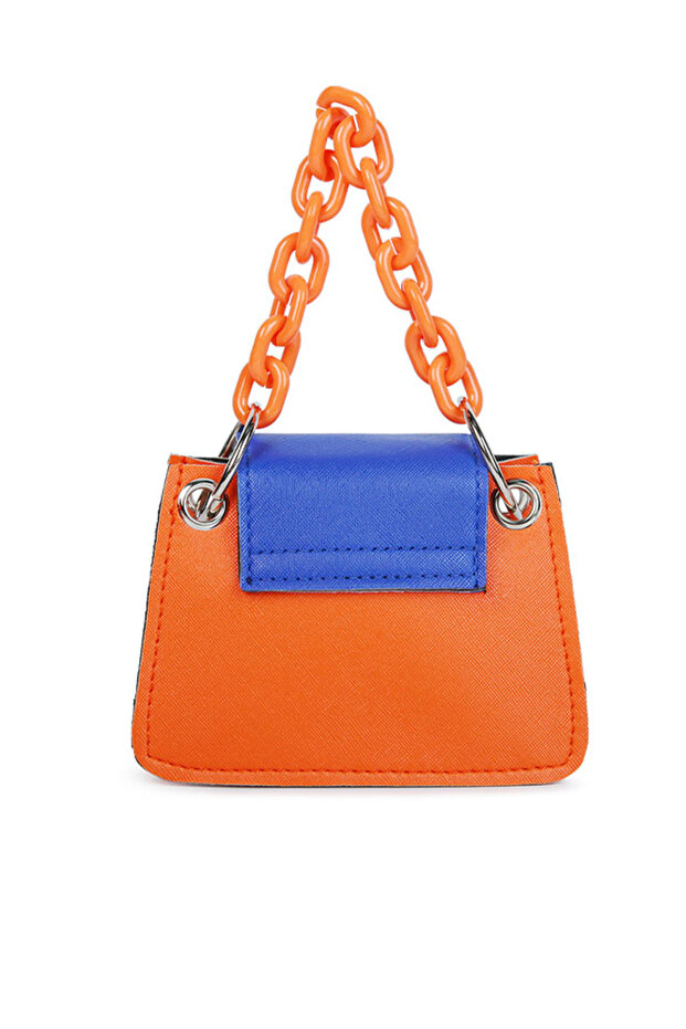 Women Orange Round Flap Mini Statement Bag