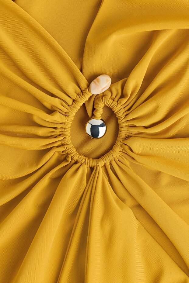 Kayık Yakalı ve Drapeli Elbise - 5