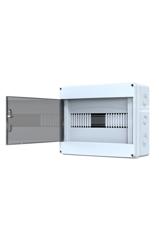 صندوق فيوزات 12 قطعة، صندوق فيوزات مثبت على السطح، IP54، 29 × 23 × 11.5 سم، بولي 007