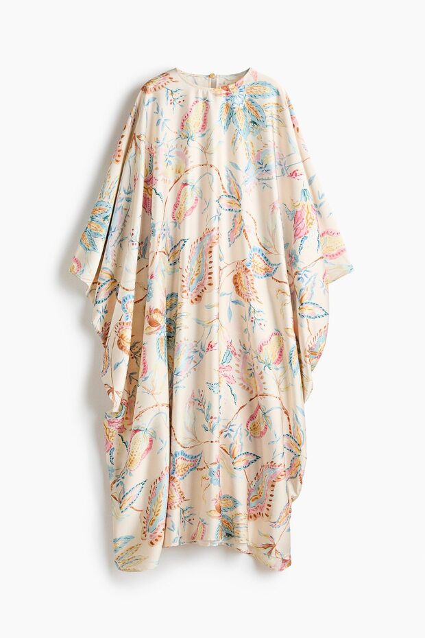 Saten Kaftan Elbise - 3