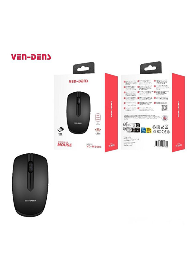 VD-MS006 2.4GHz Wireless Mouse with USB Receiver, Adjustable DPI, Smooth Tracking