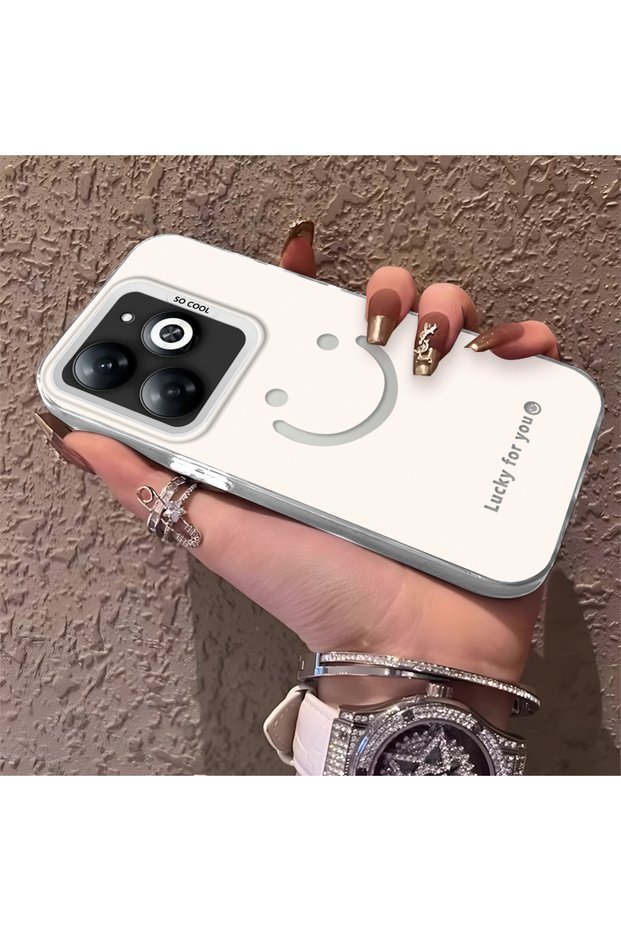 Infinix Smart 8/8 Pro/8 Plus Compatible Plain Written Smiley Face Case, Ins Style Relaxing Stylish Finish