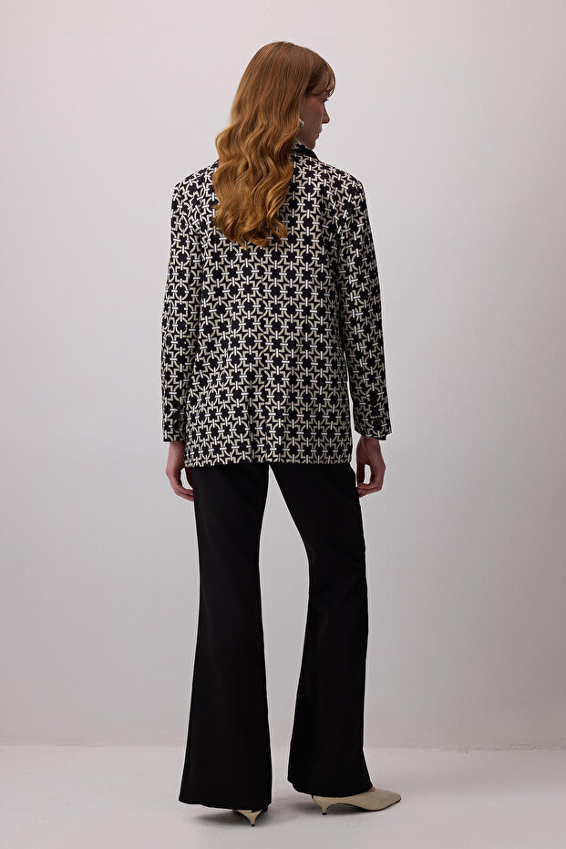 سترة بليزر منقوشة بتصميم قفل - 5