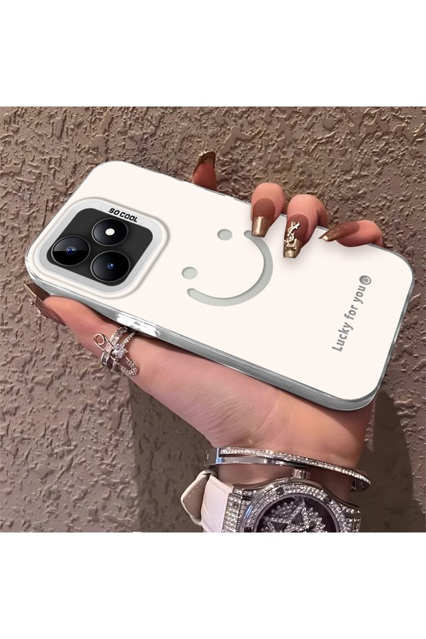 Realme Note 50 Compatible Simple Written Smiley Face Case, Ins Style Relaxing and Stylish Finish