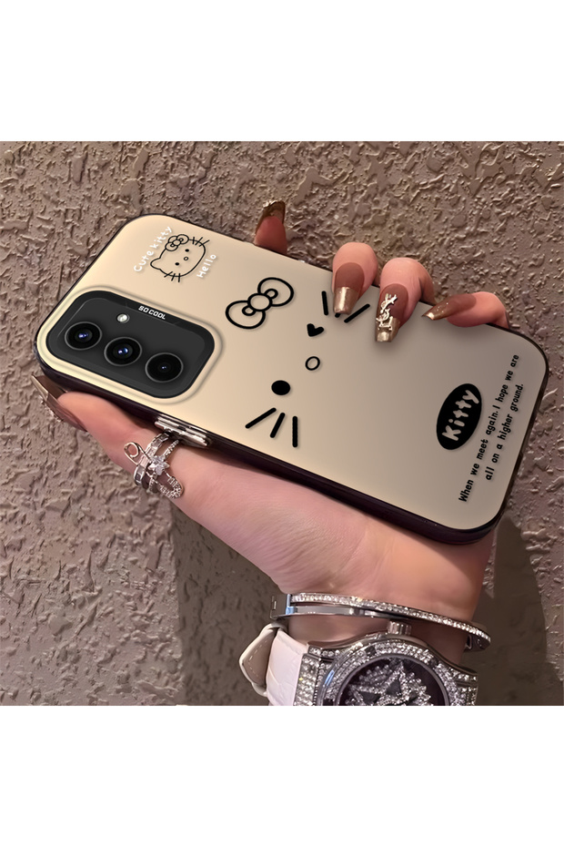 حافظة سيليكون رفيعة متوافقة مع هاتف سامسونج جالاكسي A54 ذات جودة عالية ونمط قطة بسيط - 2