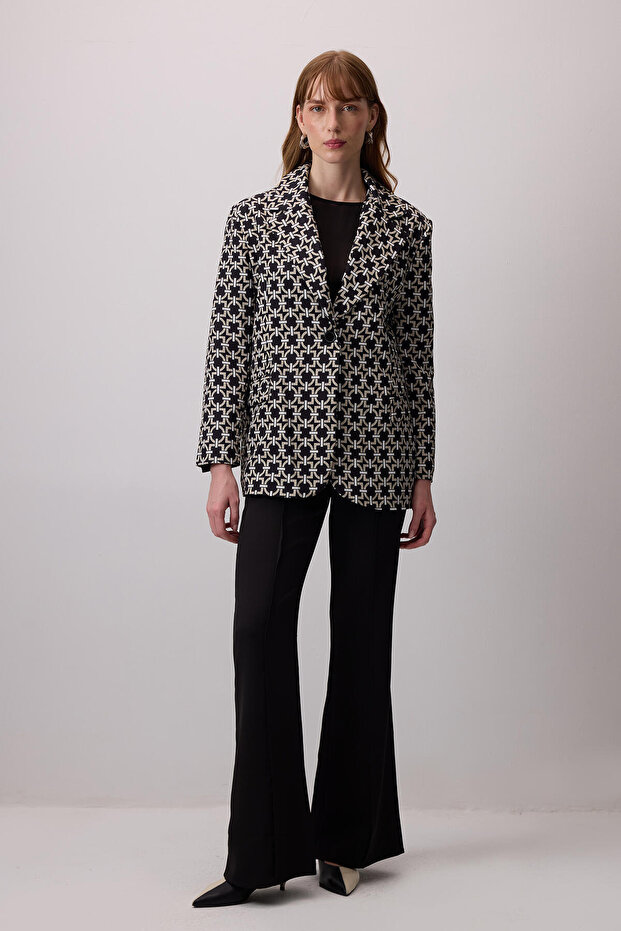 سترة بليزر منقوشة بتصميم قفل - 1