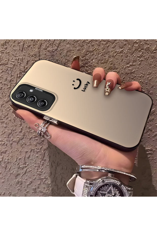 Samsung Galaxy M34 Compatible Plain Written Smiley Face Case, Ins Style Relaxing and Stylish Finish