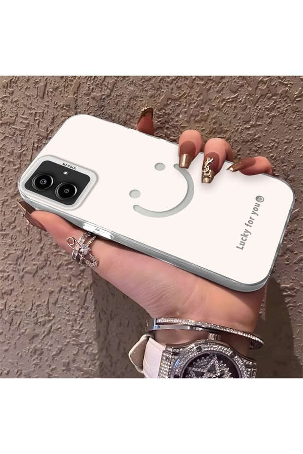 Samsung Galaxy A06 4G/5G Compatible Plain Written Smiley Face Case, Ins Style Relaxing Stylish Finish