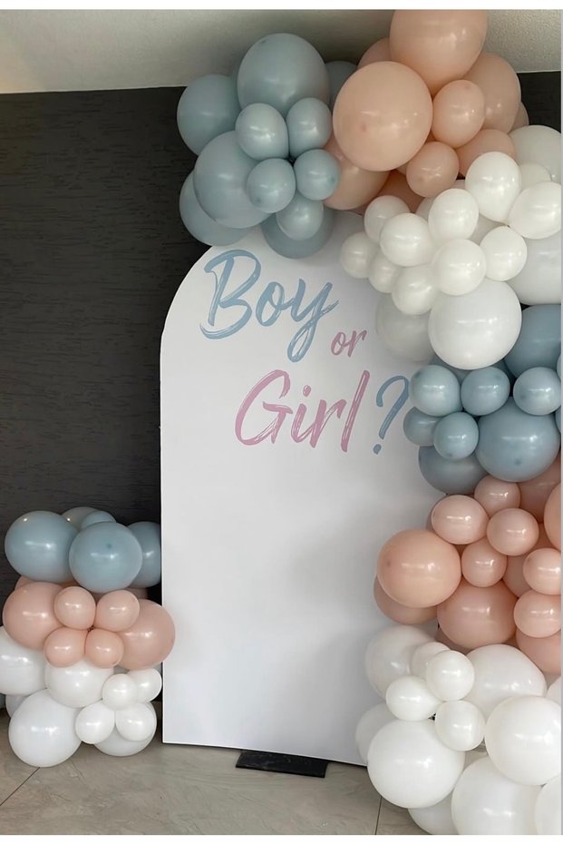 White Pink Blush Storm Blue Soft Gender Reveal Party Balloon Chain Set of 100