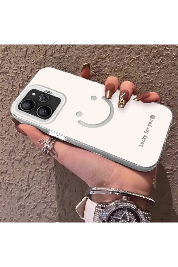 Redmi 12 4G/5G Compatible Simple Written Smiley Face Case, Ins Style Relaxing Stylish Finish