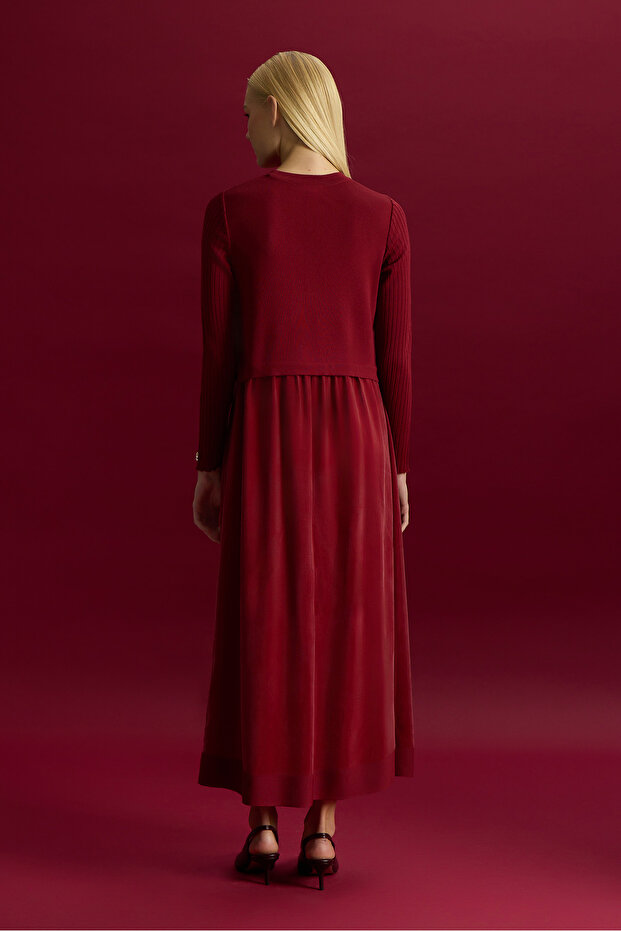 Triko Cupro Elbise Cherry - 3