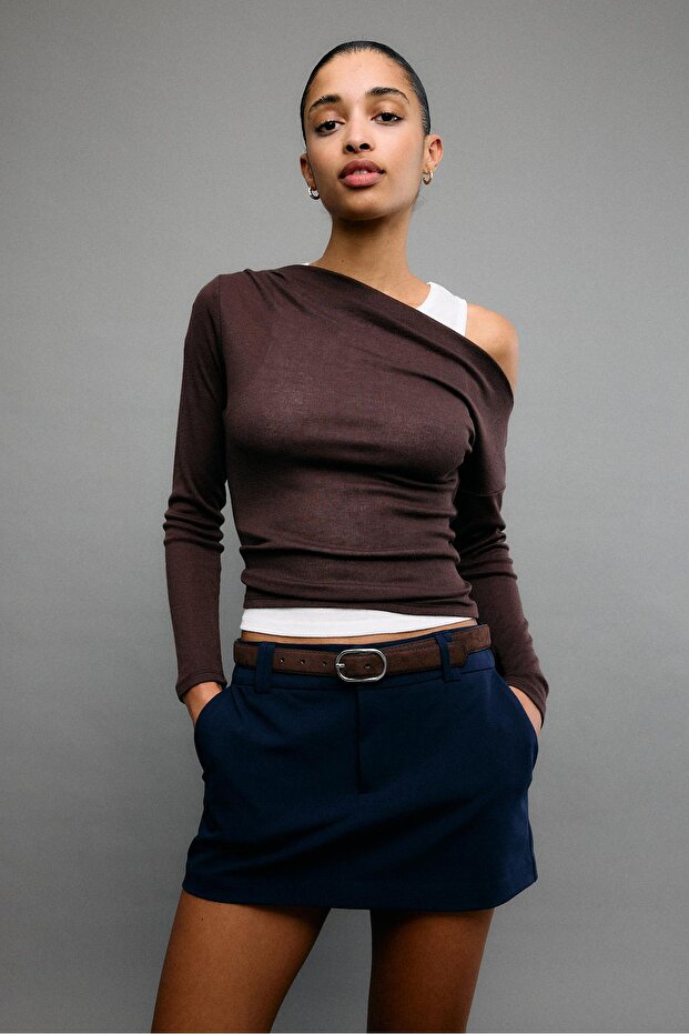 Kemerli mini şort etek - 2