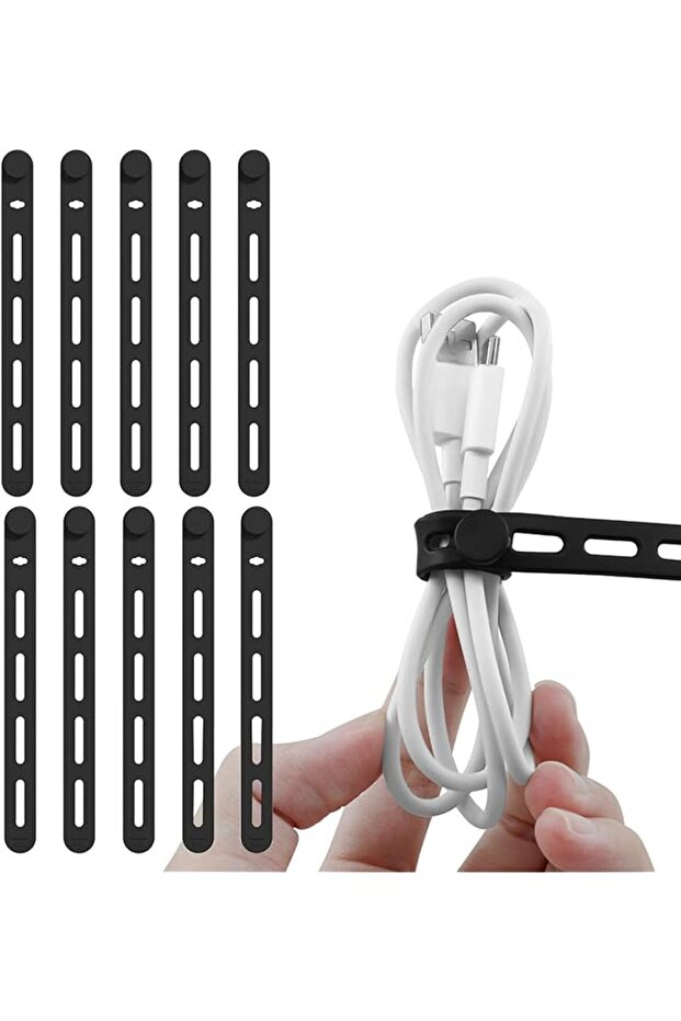 10 Pcs Silicone Cable Ties, Reusable Cable Ties, Elastic Cable Straps with Locking Buckle, Wire Orga