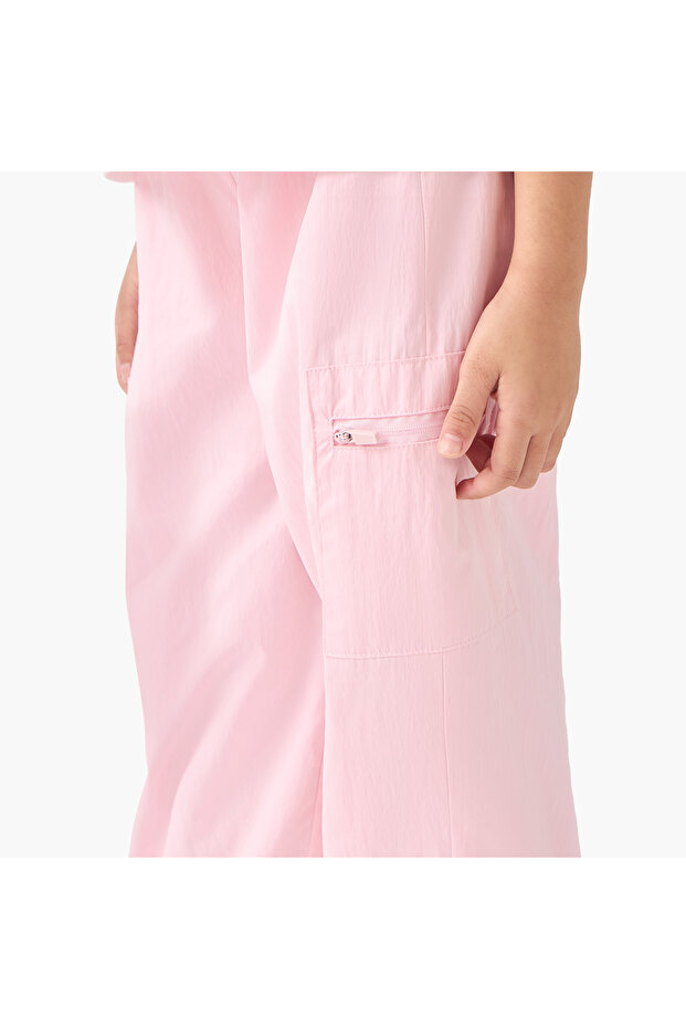 بنطال رياضي سادة مع رباط إغلاق وجيوب - 4