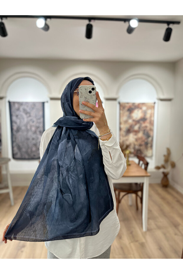 شال كراش بنمط بوهيمي - أزرق داكن - 5