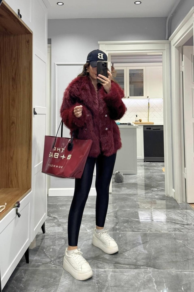Burgundy Britney Fur - 8900