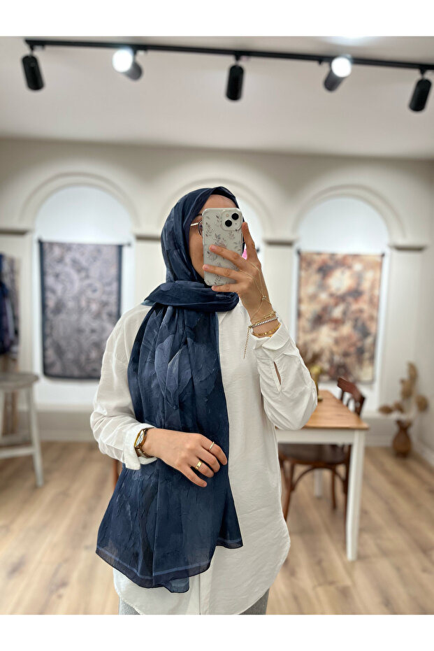 شال كراش بنمط بوهيمي - أزرق داكن - 3
