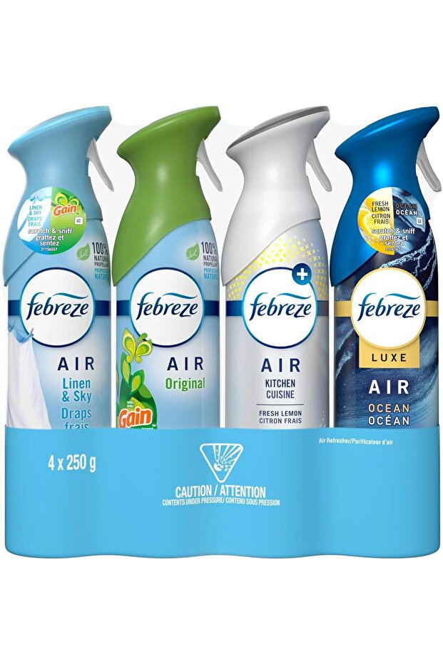 Air Freshener 4 x 250g Variety Pack (Linen & Sky, Original Gain, Fresh Lemon, Ocean)
