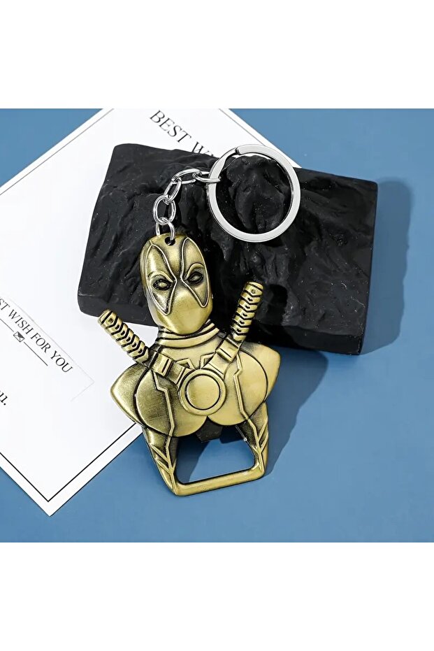 Deadpool Metal Bottle Opener - Gold - Stainless Steel
