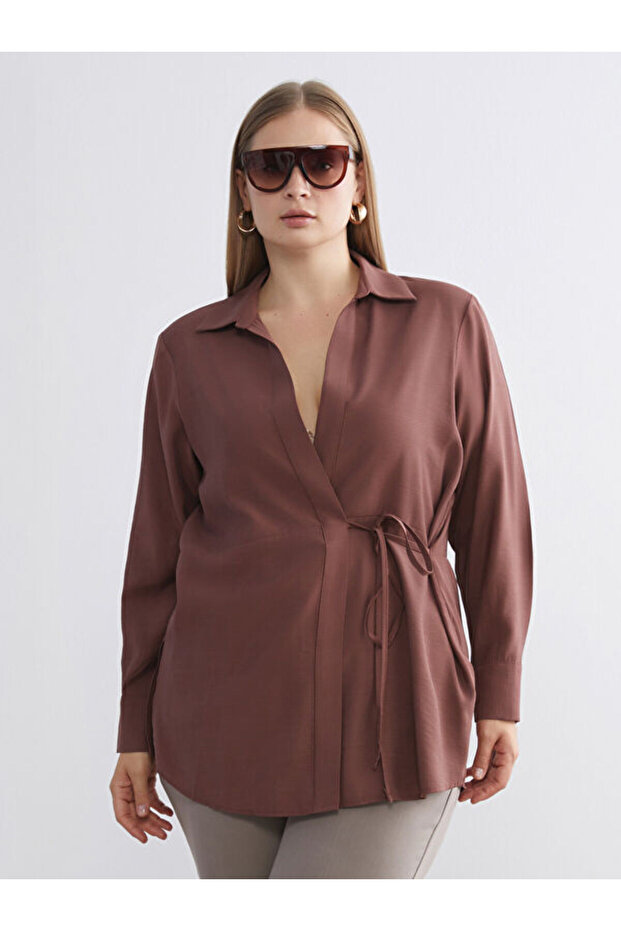 Double Breasted Roba Collar Women's Shirt Tunic from Uzg Store for Style Enthusiasts