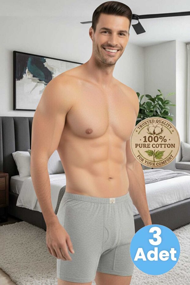 Men's 100% Cotton 3-Piece Single Jersey Fabric Combed Cotton Boxer Shorts