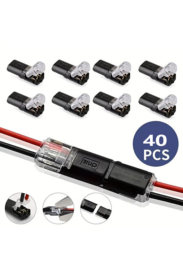 2P 40Pcs 10/20/30/40/50Pcs Pluggable LED Wire Connectors, 2 Pin 2 Way Universal Compact Wire Termina