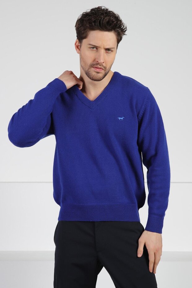 Parma V-Neck Men's Long Sleeve 100% Lamb Wool Knitwear Sweater