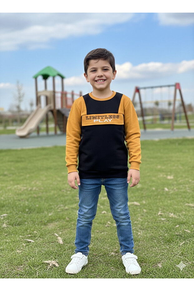 سويت شيرت من الصوف للأولاد 3 خيوط من الصوف
