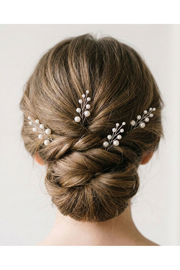 Minimal Pearl Dal Model Bridal Hair Clip – Set of 5