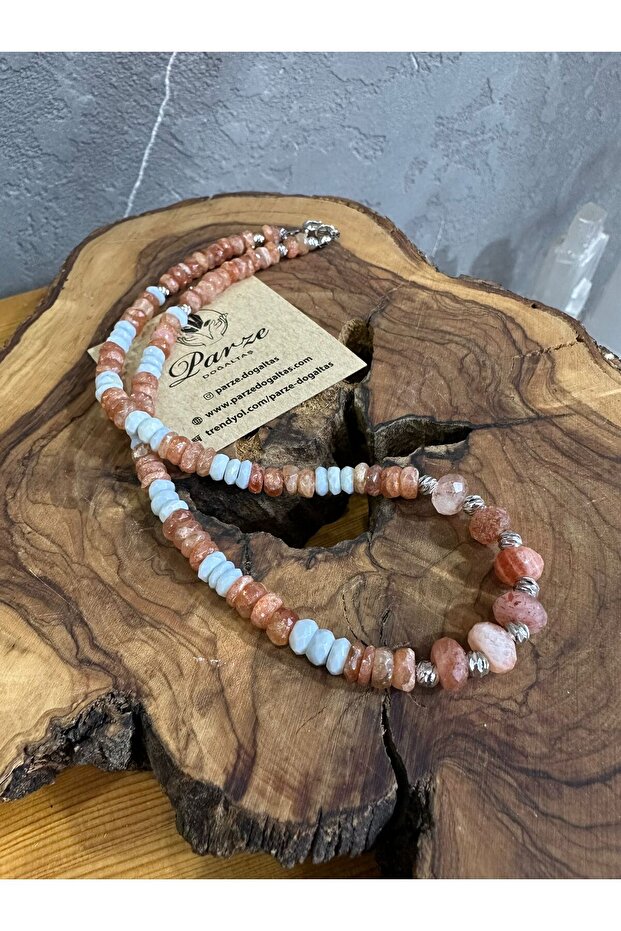 Sunstone and Blue Chalcedony Design Necklace