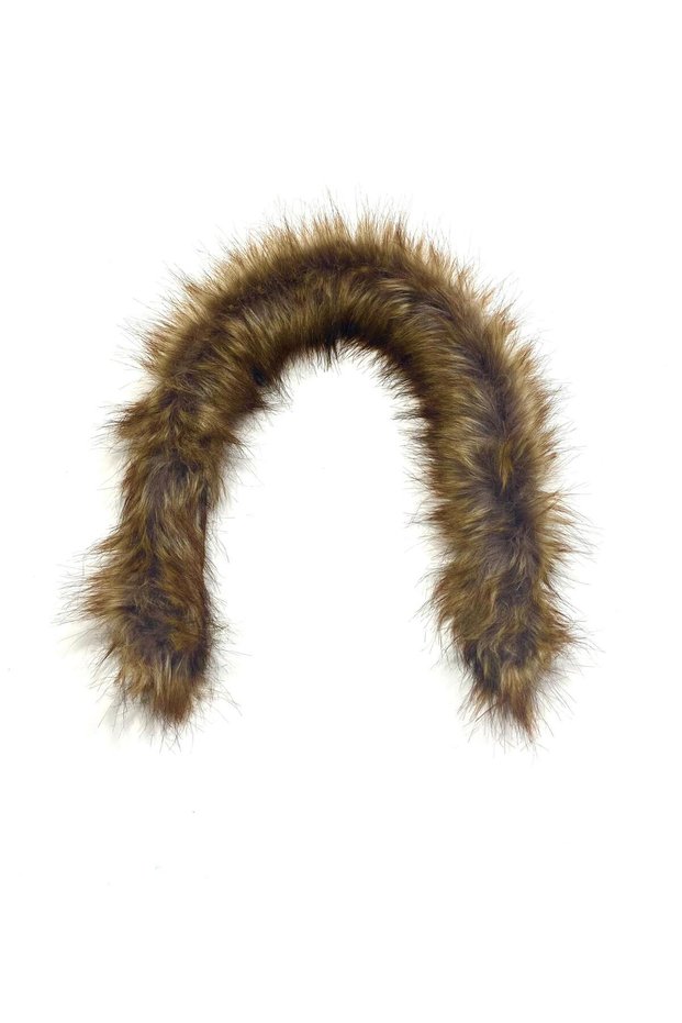 Hooded Fur / Coffee Beige / 70 cm / Thin Volume / 6-7 cm in Diameter
