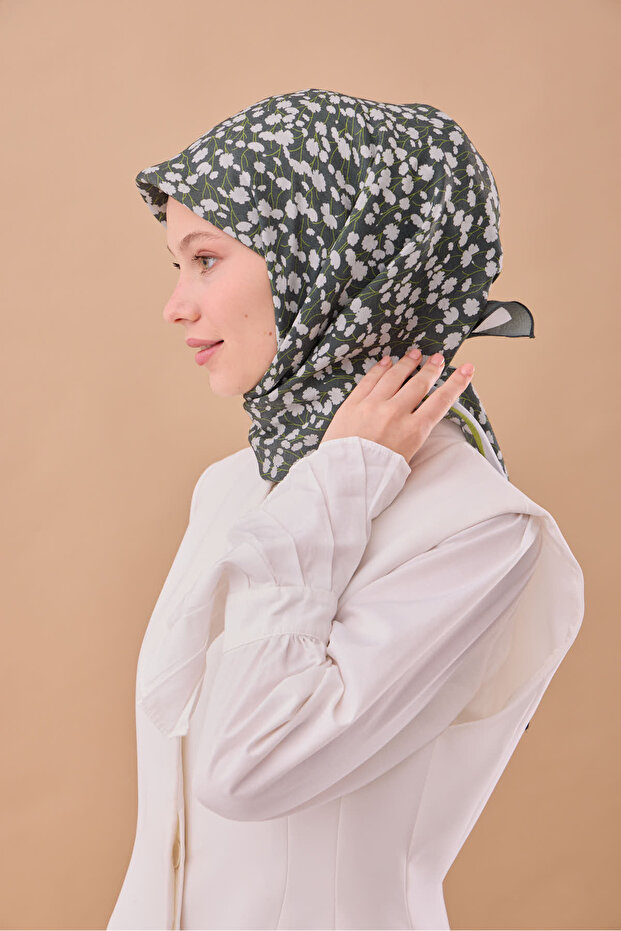Lorena - Silkhome Aura Viscose Blended Cotton Texture 90X90Cm Scarf – 4 Seasons Use - 140005-11