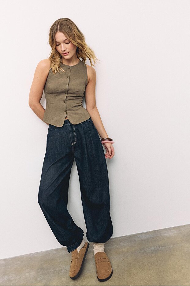 Düğmeli kolsuz top - 2