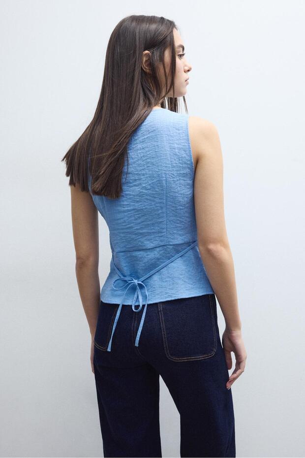 Düğmeli kolsuz top - 5