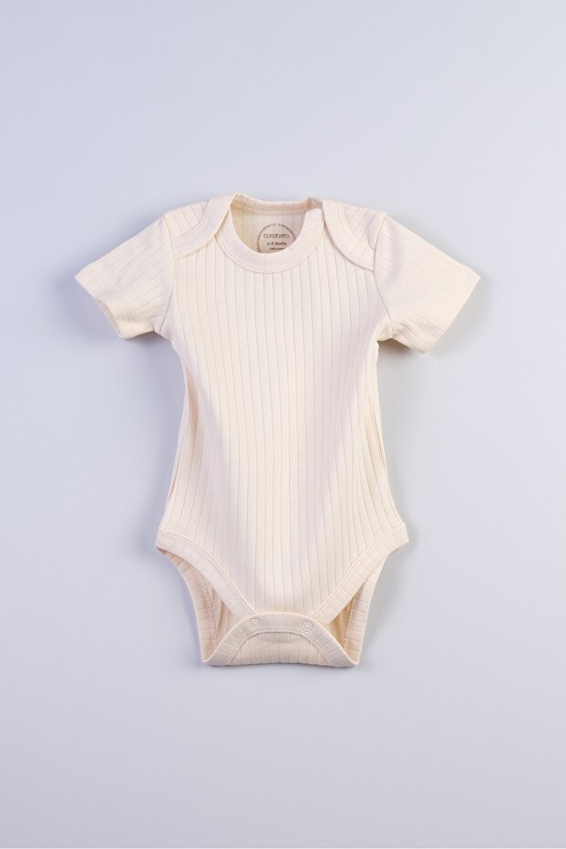 Newborn and Baby Envelope Collar Bodysuit 100% Cotton Camisole (Beige)