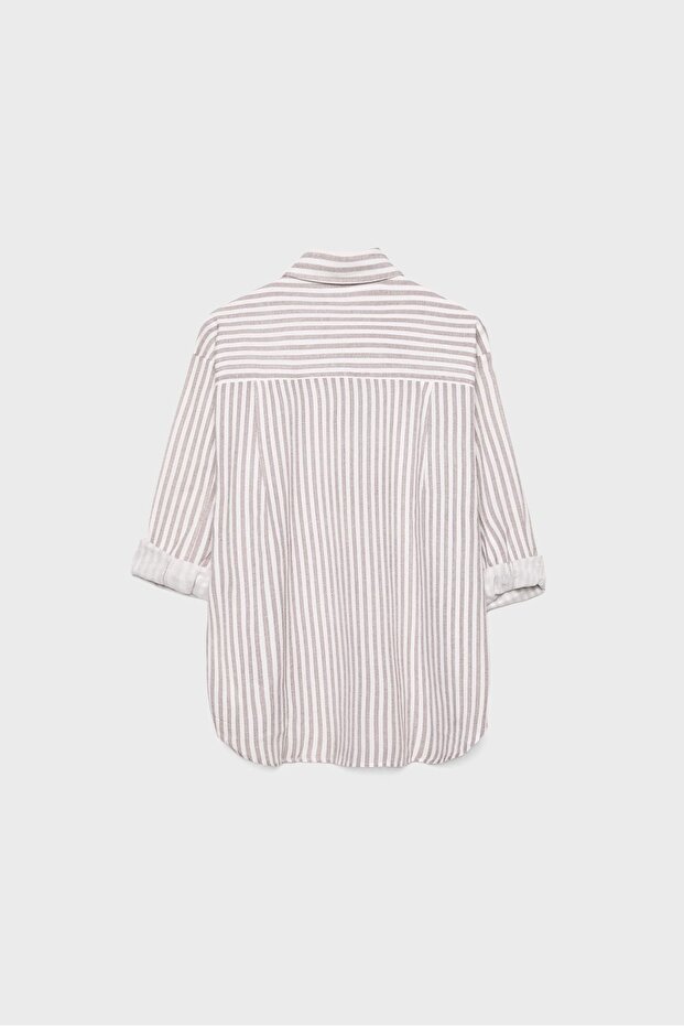 Keten görünümlü gömlek - 7