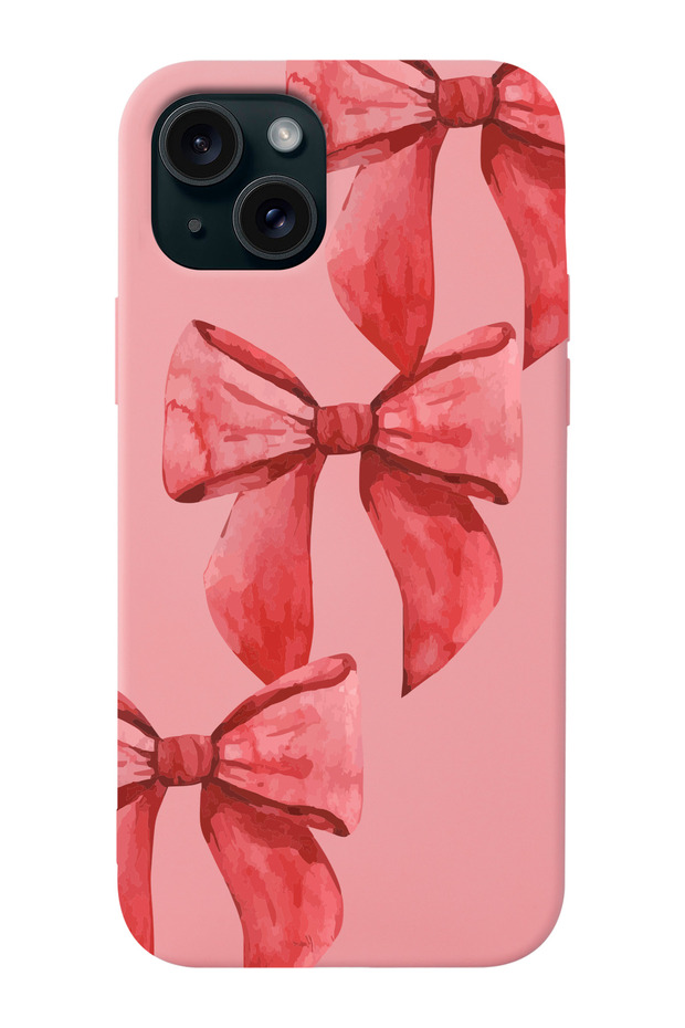 حافظة هاتف متوافقة مع iPhone 13 مصنوعة من الجلد السويدي من الداخل ومرصعة بشريط أحمر - 1