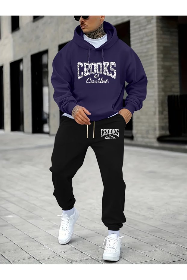 Calle 00 Urban Street Style 3 Threaded Rastered Sweatpants Set