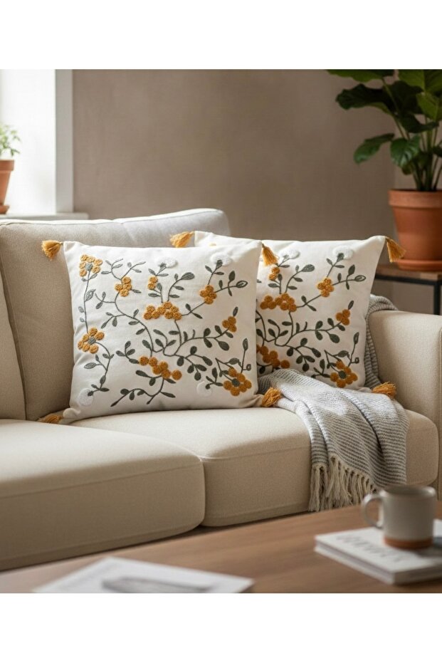 2-Pack Floral Patterned Punch Pillow Cover