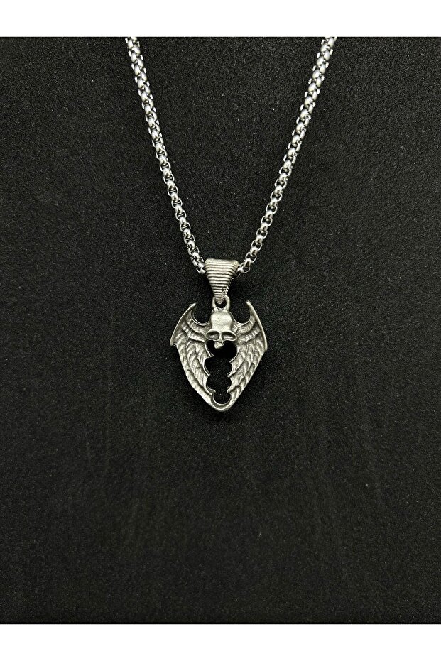 NIGHTWING – Kanatlı Kurukafa Figürlü Çelik Kolye - 1